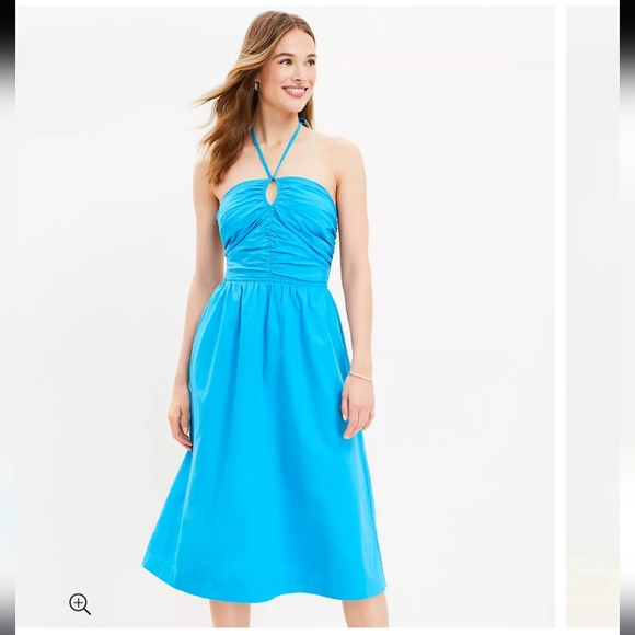 LOFT Dresses & Skirts - NWOT LOFT Keyhole Halter Midi Dress blue Women's size 10